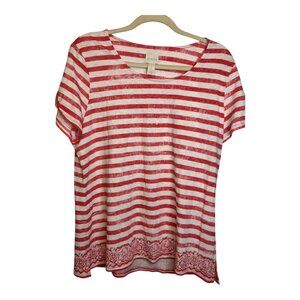 Chico's Blouse Women's Size Large Scoop‎ Neck Stripes Red White Chico's 2